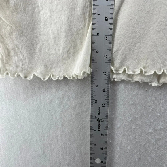 LOGO by Lori Goldstein T-shirt Womens L White Long Sleeved Ruffle Trim Pullover - Picture 4 of 12